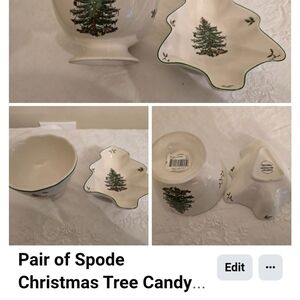 Spode Festive Green and White Tree Dishes